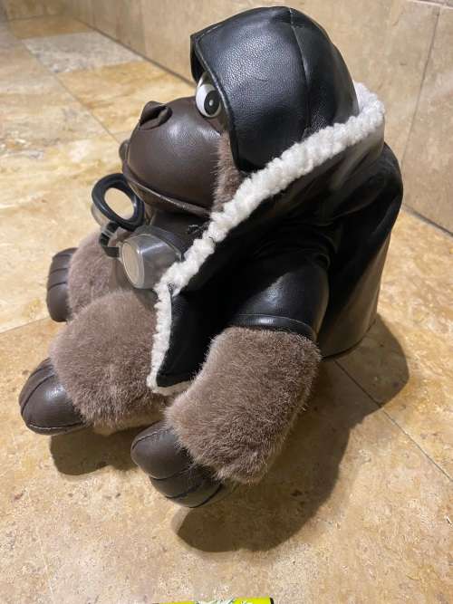 VINTAGE rare TB TRADING CO. PLUSH BROWN APE GORILLA character aviation aviator doll