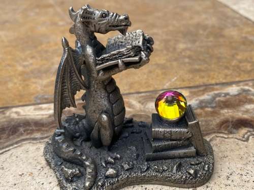 the dragon of wisdom crystal pewter figure by Roger Gibbons w.a.p.w UK Myth and magic