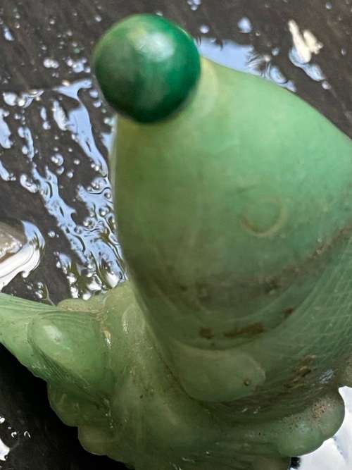 Antique Chinese Carved Jade green Stone hand carved Fish shape Shaped Snuff Bottle