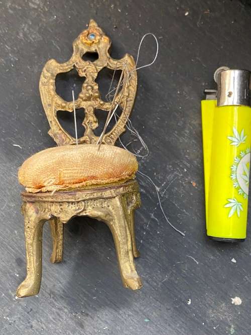 vintage brass pin needle cushion chair