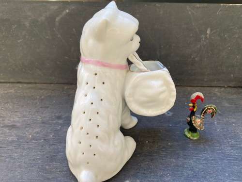 vintage collectable ceramic cat with coin purse made by Coimbra SP Portugal toothpick holder