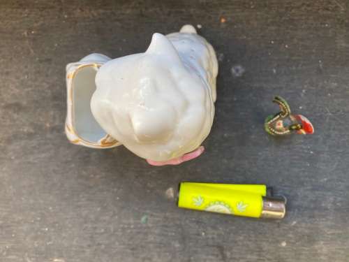 vintage collectable ceramic cat with coin purse made by Coimbra SP Portugal toothpick holder