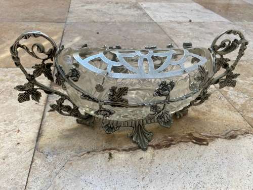 vintage jardinieres art nouveau dragon boat shape planter vase crystal  ornate centre peace