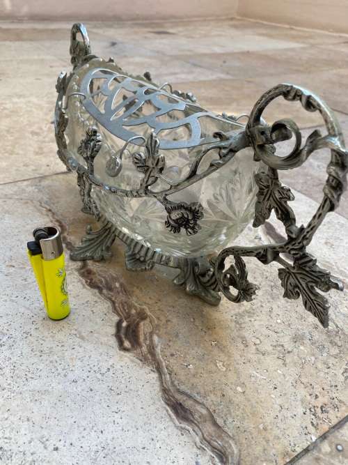 vintage jardinieres art nouveau dragon boat shape planter vase crystal  ornate centre peace