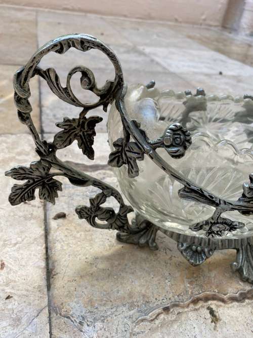 vintage jardinieres art nouveau dragon boat shape planter vase crystal  ornate centre peace