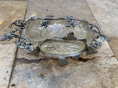 vintage jardinieres art nouveau dragon boat shape planter vase crystal  ornate centre peace