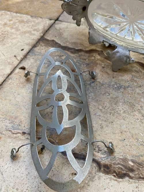 vintage jardinieres art nouveau dragon boat shape planter vase crystal  ornate centre peace