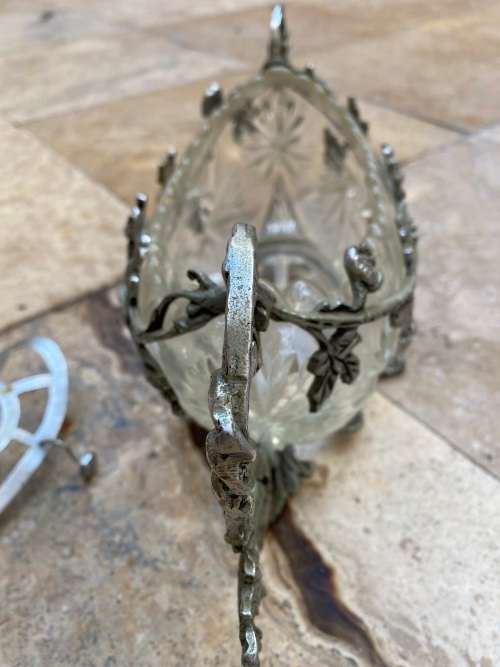 vintage jardinieres art nouveau dragon boat shape planter vase crystal  ornate centre peace