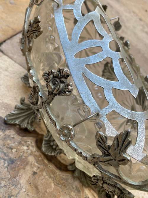 vintage jardinieres art nouveau dragon boat shape planter vase crystal  ornate centre peace