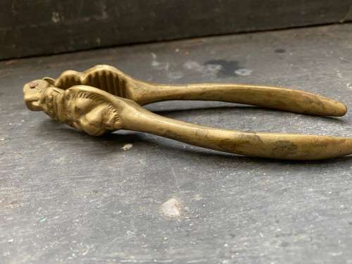 vintage brass lion with crown nutcracker nut cracker