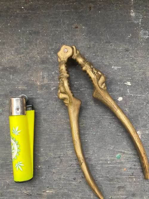 vintage brass lion with crown nutcracker nut cracker