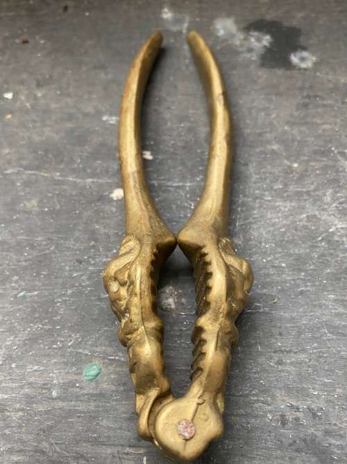 vintage brass lion with crown nutcracker nut cracker