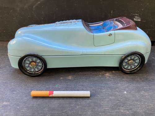 vintage blue car toffee tin woolworths trinket tin storage tin car