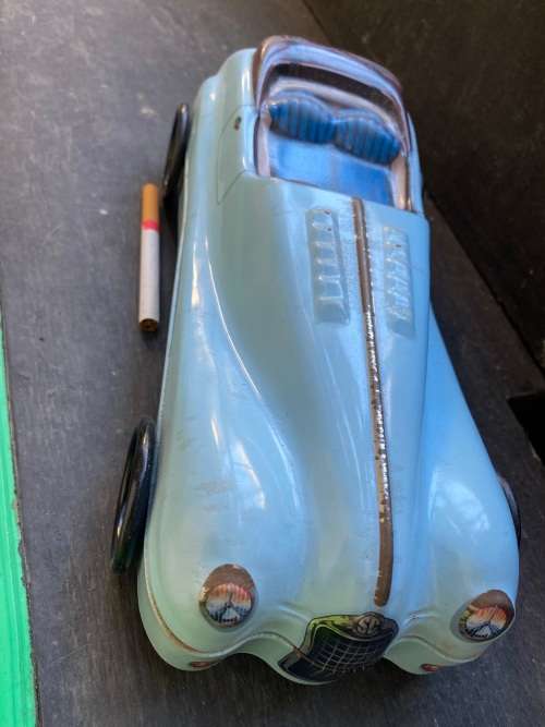 vintage blue car toffee tin woolworths trinket tin storage tin car