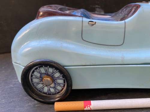 vintage blue car toffee tin woolworths trinket tin storage tin car