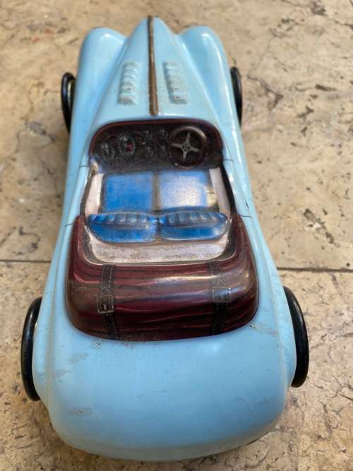 vintage blue car toffee tin woolworths trinket tin storage tin car