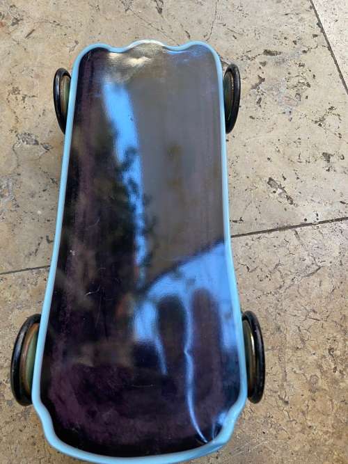 vintage blue car toffee tin woolworths trinket tin storage tin car
