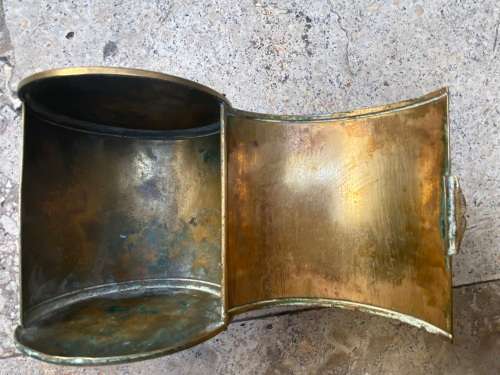 antique rare brass Ges Gesch trinket stamp box hinged  footed + stamps