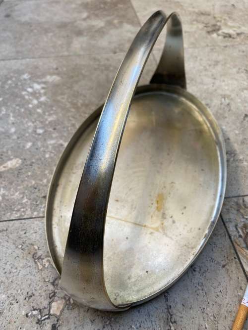 vintage Art Nouveau WMF hors d`oeuvre oval SERVING TRAY Germany silver plated on brass footed handle