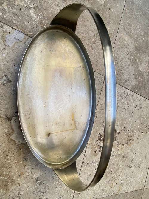vintage Art Nouveau WMF hors d`oeuvre oval SERVING TRAY Germany silver plated on brass footed handle