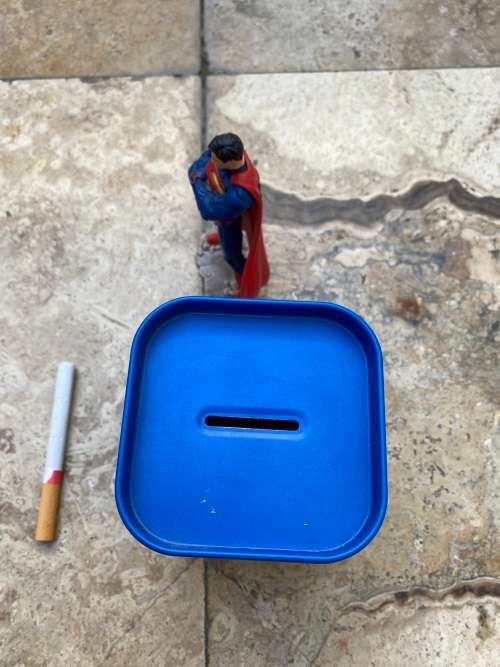 superman dc comics schleich figure + superman money box moneybox base