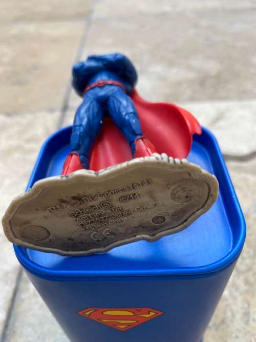superman dc comics schleich figure + superman money box moneybox base
