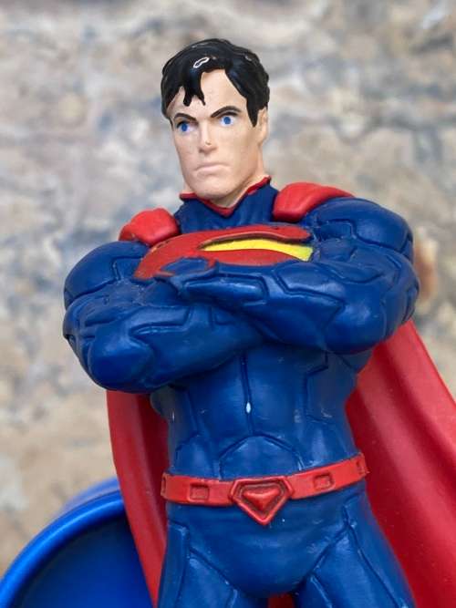superman dc comics schleich figure + superman money box moneybox base