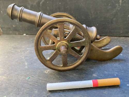vintage heavy brass cannon ornament