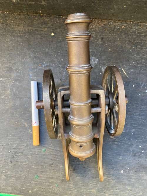 vintage heavy brass cannon ornament