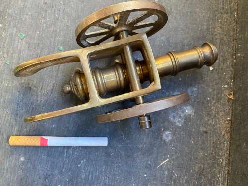 vintage heavy brass cannon ornament