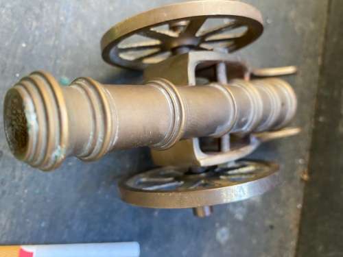 vintage heavy brass cannon ornament