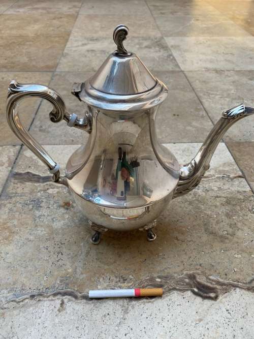 vintage silver plate plated claw foot footed teapot tea pot