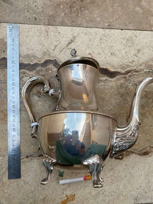 vintage silver plate plated claw foot footed teapot tea pot