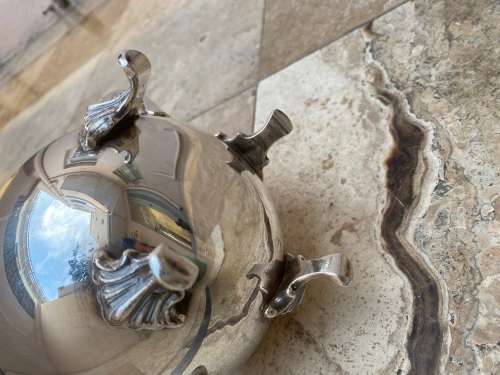 vintage silver plate plated claw foot footed teapot tea pot
