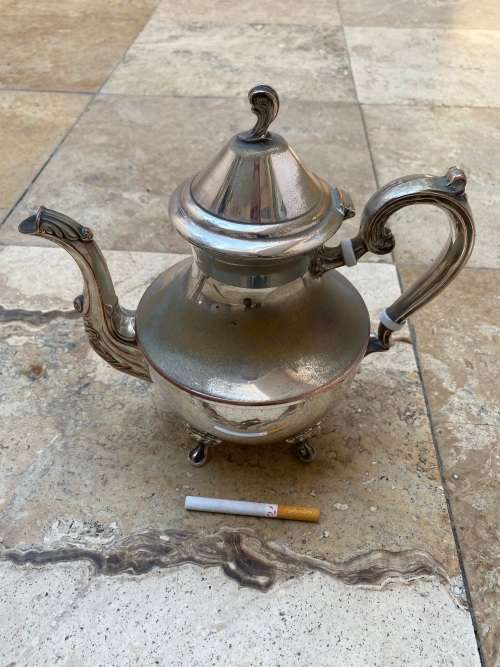 antique silver plate plated claw foot footed teapot tea pot