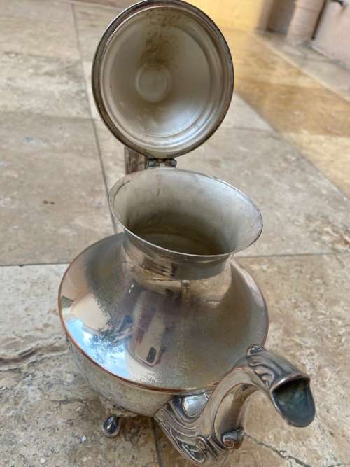 antique silver plate plated claw foot footed teapot tea pot