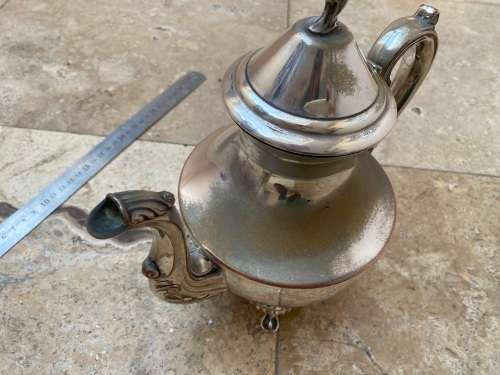 antique silver plate plated claw foot footed teapot tea pot