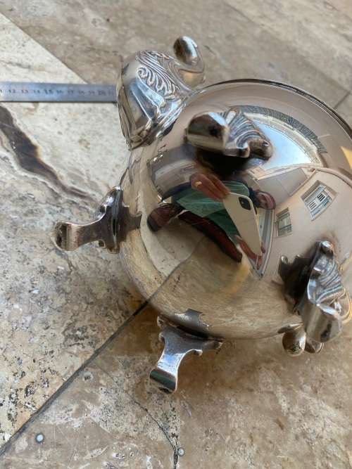 antique silver plate plated claw foot footed teapot tea pot