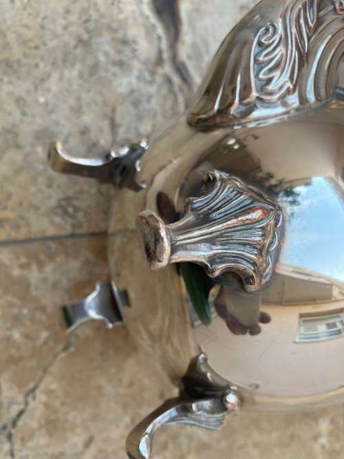 antique silver plate plated claw foot footed teapot tea pot
