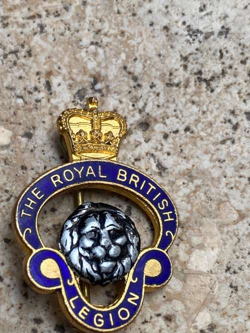 the royal british legion badge and RNA royal navy association badge pair