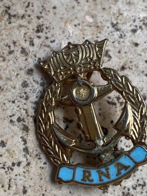 the royal british legion badge and RNA royal navy association badge pair