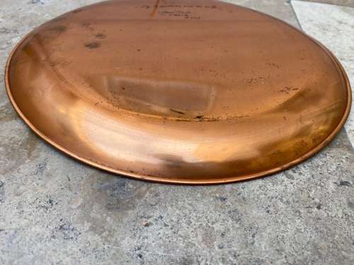vintage copper Greek wall plate a soldier and his wife , hand painted numbered
