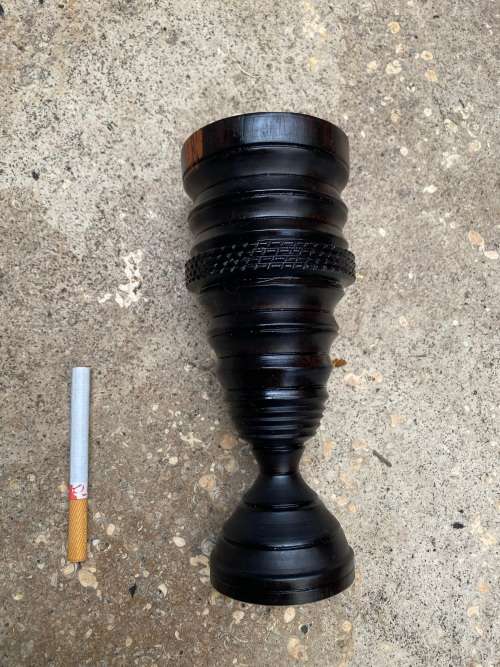 vintage treen heavy exotic dark wood turned goblet vase