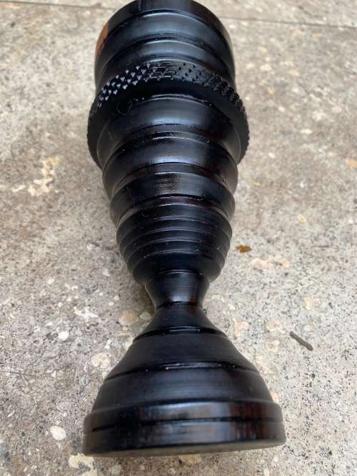 vintage treen heavy exotic dark wood turned goblet vase