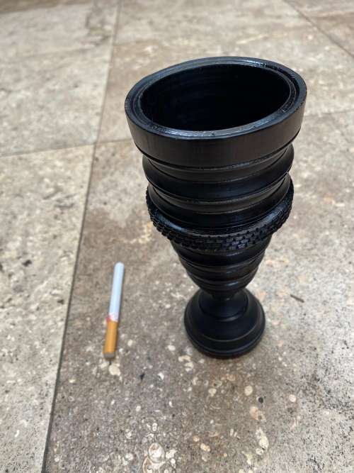 vintage treen heavy exotic dark wood turned goblet vase