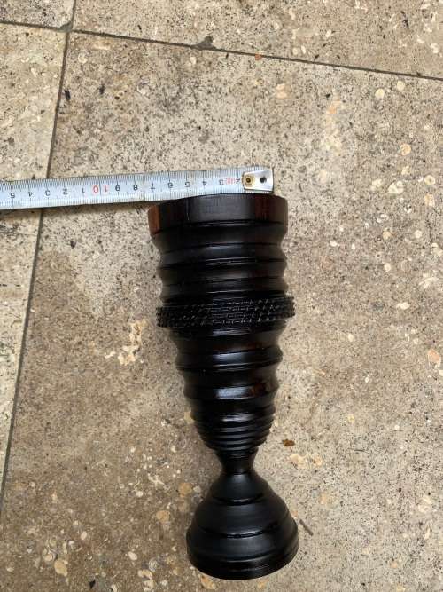 vintage treen heavy exotic dark wood turned goblet vase