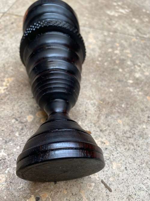 vintage treen heavy exotic dark wood turned goblet vase