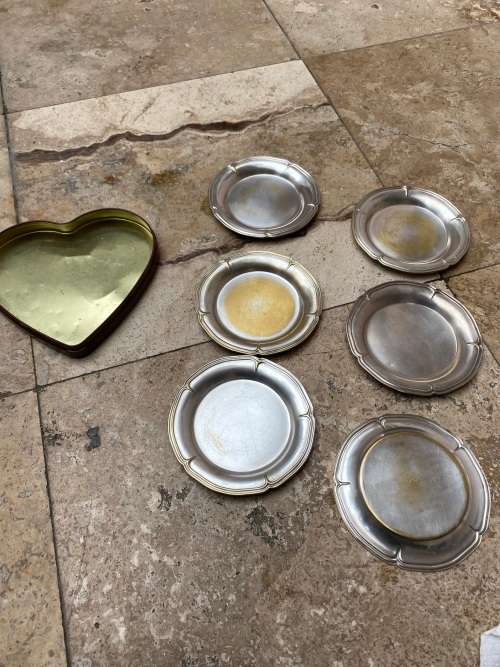 vintage platta lappas S.A industria argentina silver plate on brass 6 set side plates