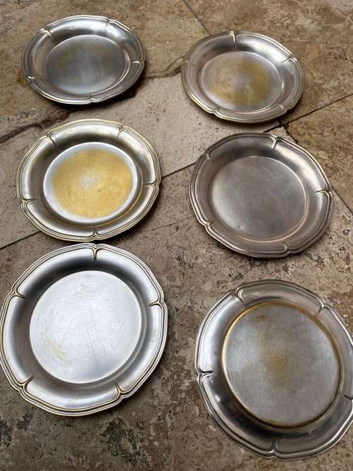 vintage platta lappas S.A industria argentina silver plate on brass 6 set side plates