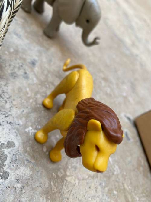vintage playmobil elephant 1980 with zebra and Lion figures figure